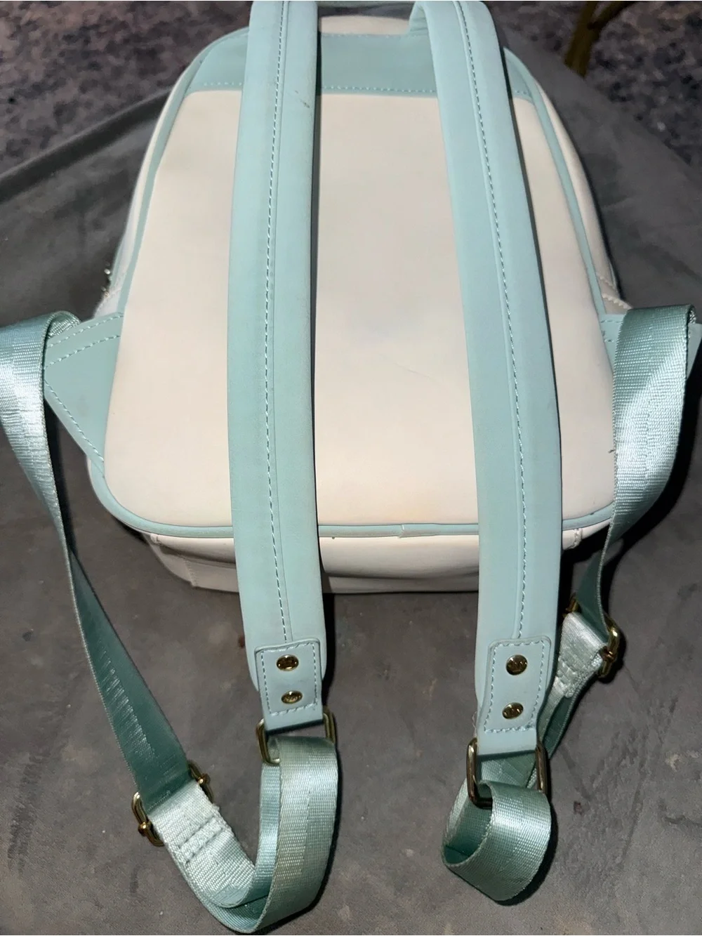 Disney Loungefly Stitch & Sea Turtle Mini Backpack in Light Blue and White